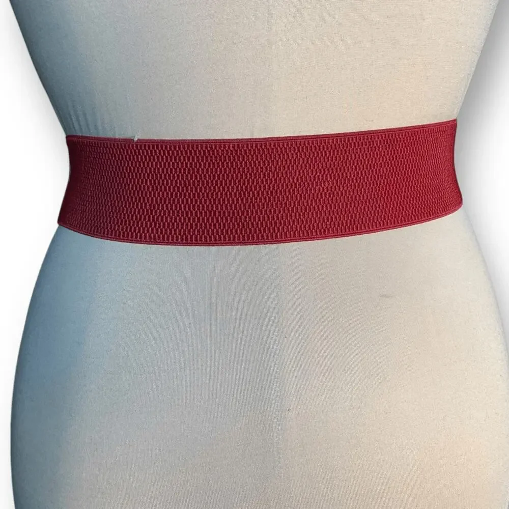 Vintage Y2K Red Leather Layered Chain Belt Festival Statement Edgy Accessory